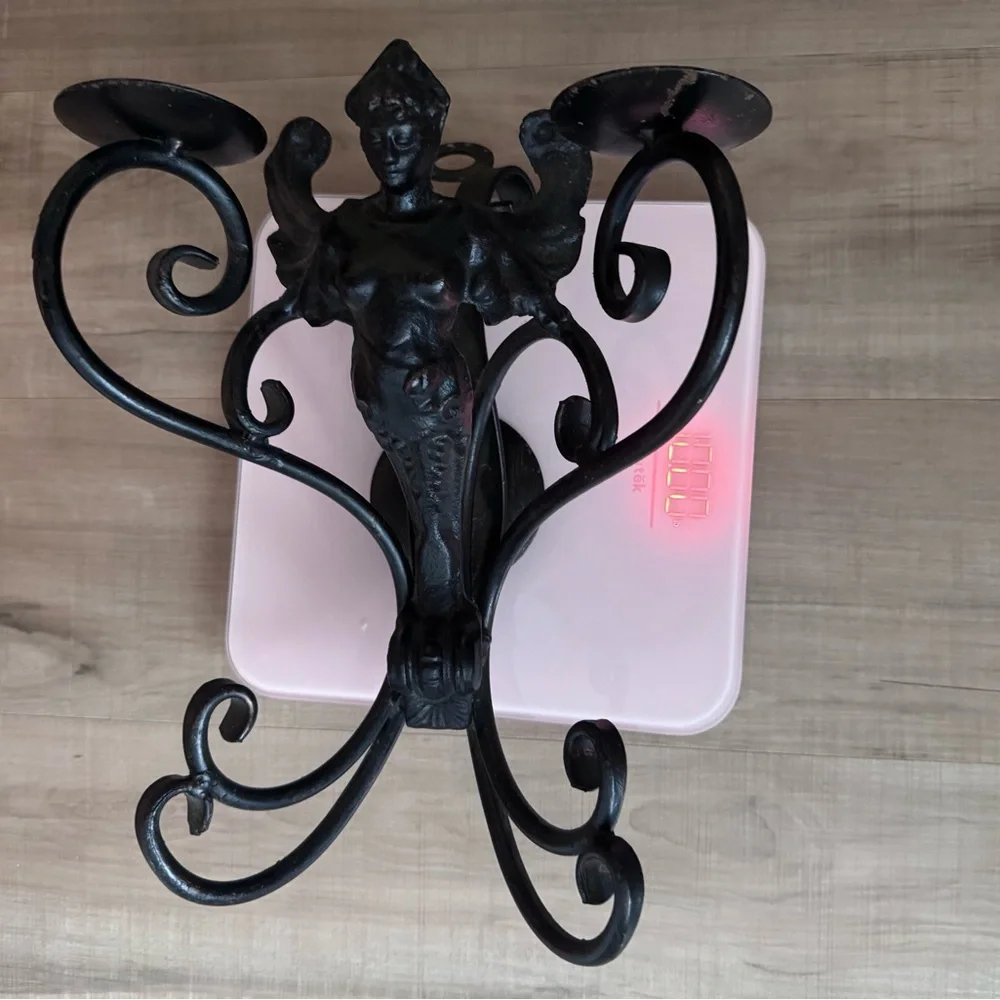 Rare Vintage Pair of Cast Iron Figural Nude/Angel Double Candle Wall Sconces